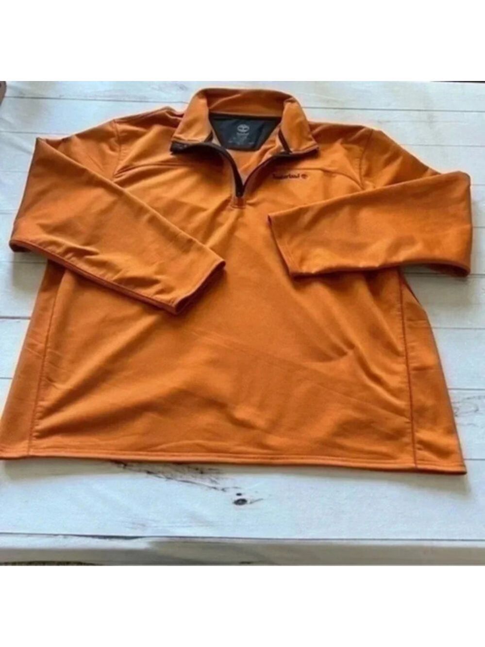 Timberland Mens 3XL 1/4 Zip Heavyweight Orange Sweatshirt Y2K